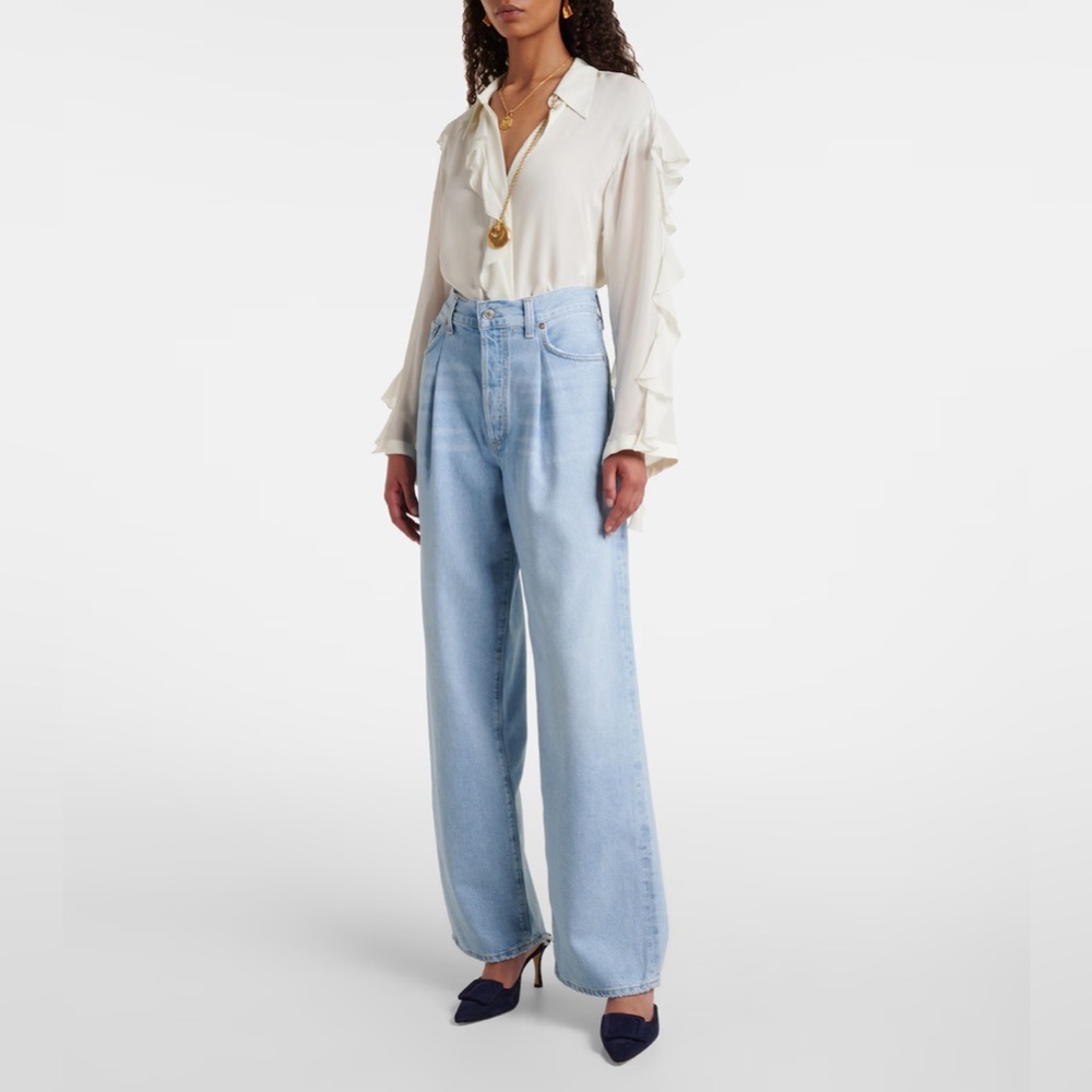 Agolde Franka Pleat Baggy Jeans Wide Leg Sz 33